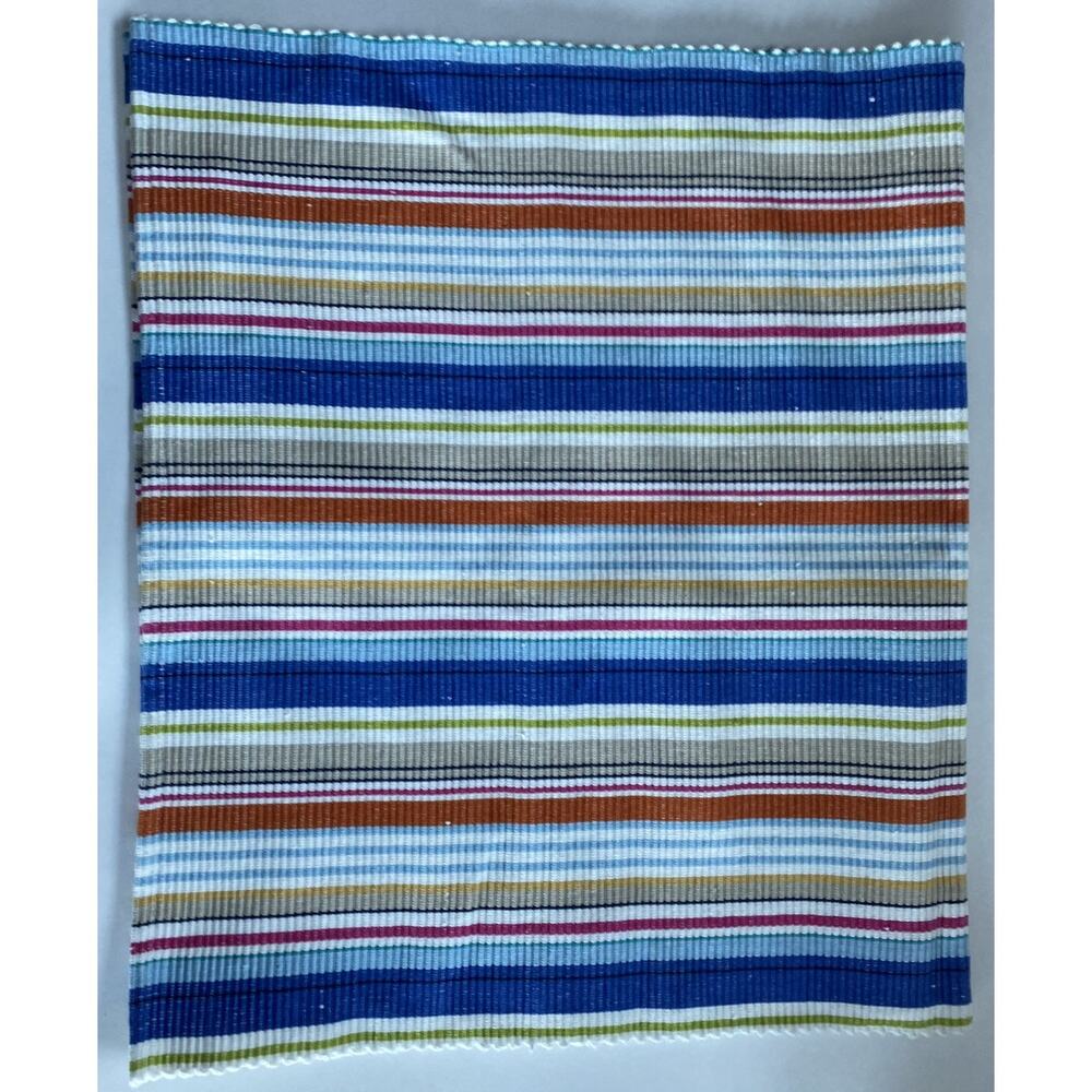 Pottery Barn 108 X 18 Table Runner / Rug Set Espadrilles Multicolored Stripe Exc